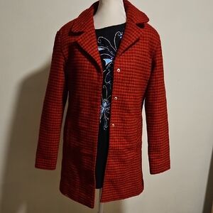 Next UK Girls Red Houndstooth Coat NWT 14